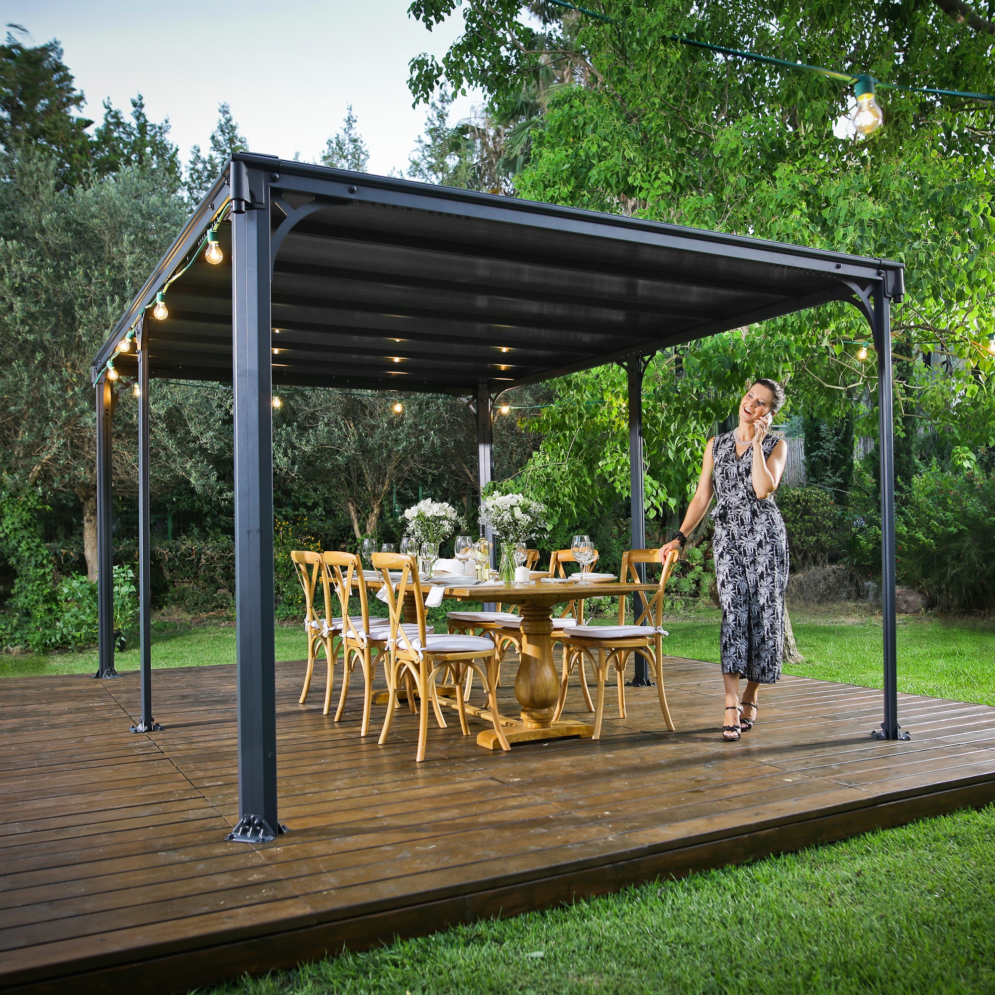 Cenador Aluminio Milano 426 x 309 cm Gris oscuro-4