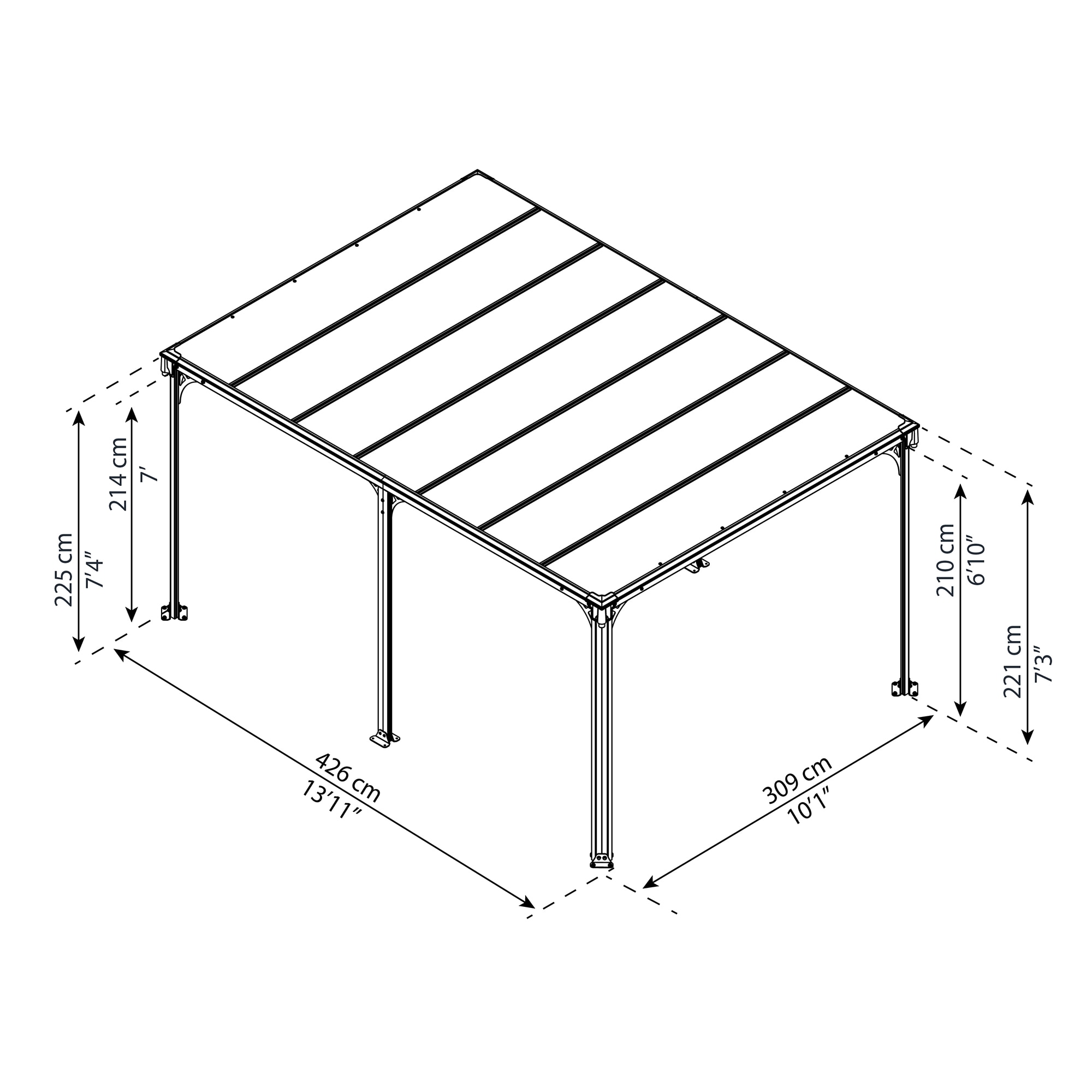 Cenador Aluminio Milano 426 x 309 cm Gris oscuro-11