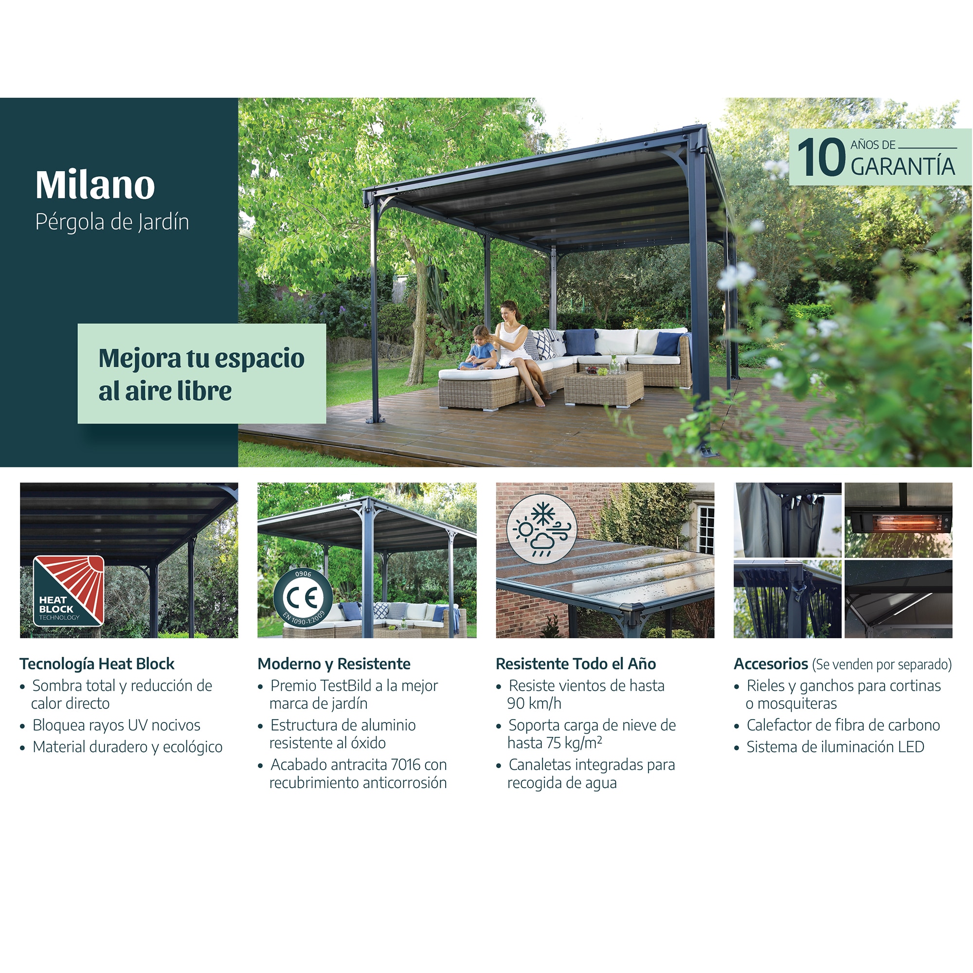 Cenador Aluminio Milano 426 x 309 cm Gris oscuro-12