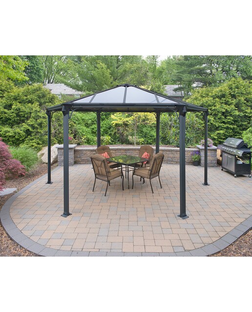 Cenador Aluminio Hexagonal Mónaco 450 x 390 cm Gris oscuro-3