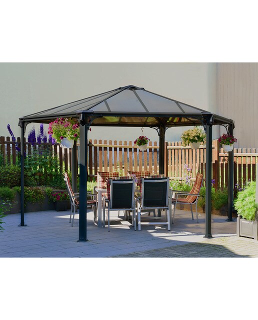 Cenador Aluminio Hexagonal Mónaco 450 x 390 cm Gris oscuro-4