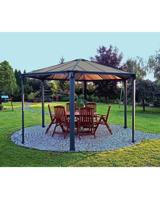 Cenador Aluminio Hexagonal Mónaco 450 x 390 cm Gris oscuro-5
