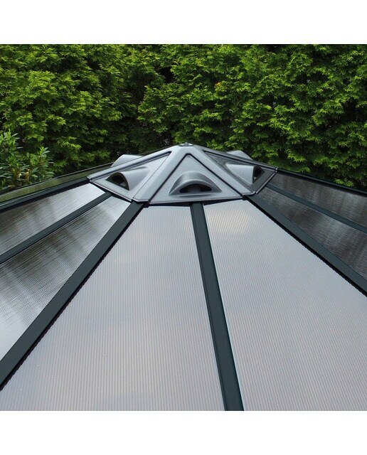 Cenador Aluminio Hexagonal Mónaco 450 x 390 cm Gris oscuro-6