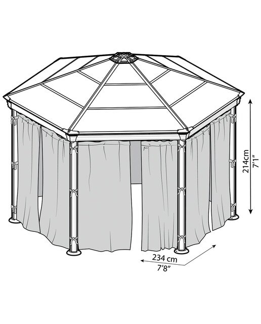 Cortinas para Cenador Hexagonal Mónaco - 6 piezas Gris oscuro-3