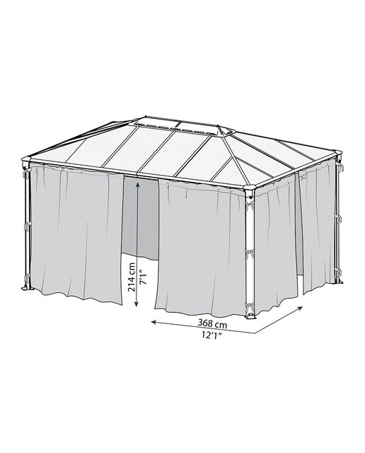 Mosquitera para Cenadores Palermo 295 x 295 y 360 x 360, Martinique 360 x 296 y Milano 309 x 309 - 4 piezas Gris oscuro-12