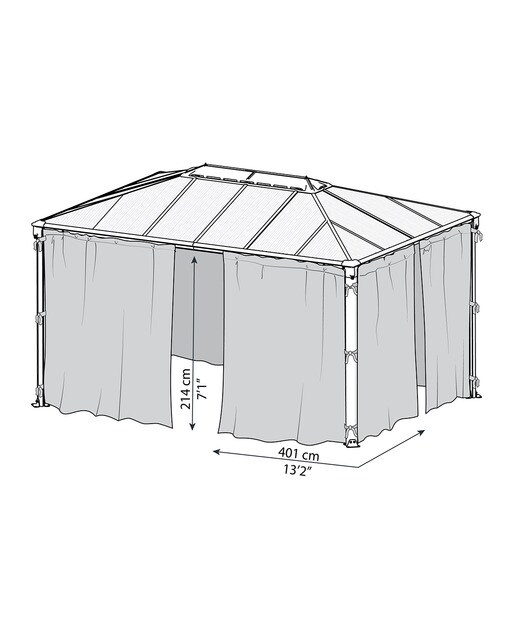 Mosquitera para Cenador Martinique 430 x 296 - 4 piezas Gris oscuro-4