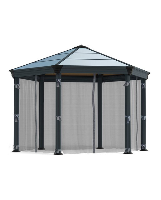 Cortinas para Cenador Hexagonal Mónaco - 6 piezas Gris oscuro-2