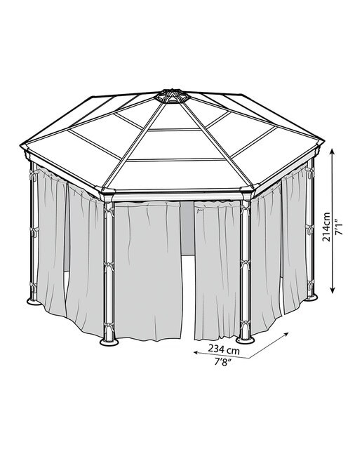 Cortinas para Cenador Hexagonal Mónaco - 6 piezas Gris oscuro-6