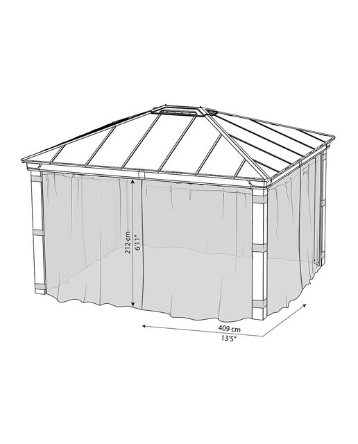 Mosquitera para Cenador Dallas 425 x 363 - 4 piezas Gris oscuro-6