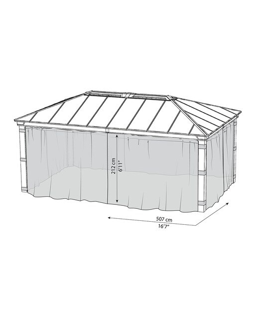 Mosquitera para Cenador Dallas 611 x 363 - 4 piezas Gris oscuro-6