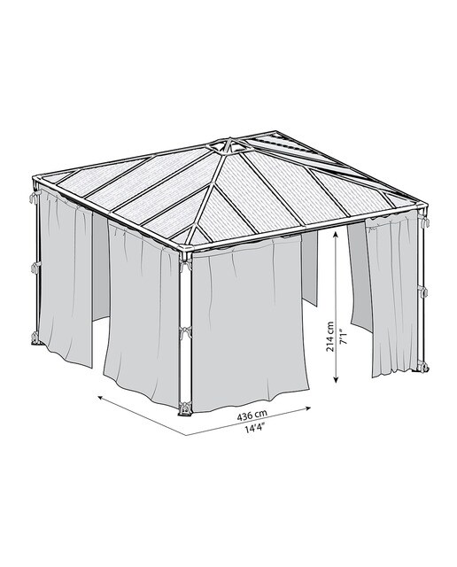 Mosquitera para Cenador Palermo 429 x 429 - 4 piezas Gris oscuro-3