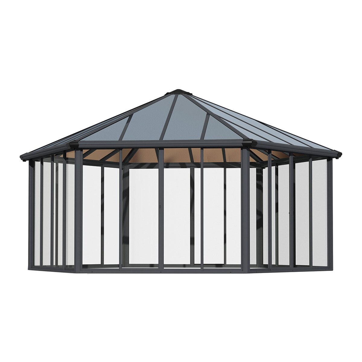 Cenador Aluminio Hexagonal Cerrado Garda 595 x 517 cm Gris oscuro-1