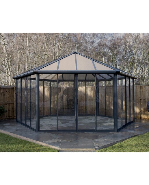 Cenador Aluminio Hexagonal Cerrado Garda 595 x 517 cm Gris oscuro-2
