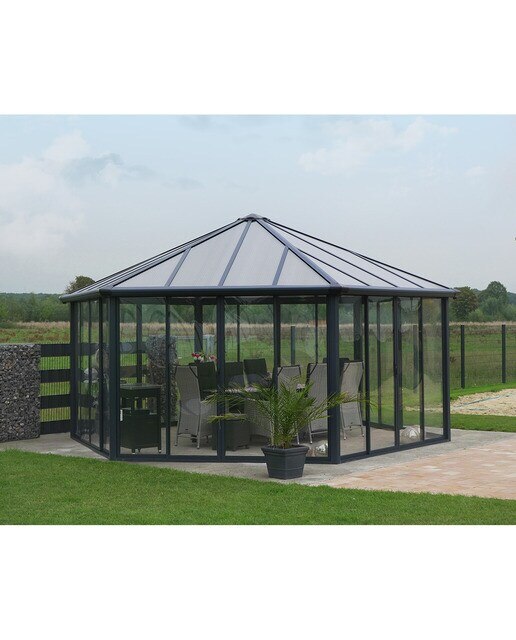 Cenador Aluminio Hexagonal Cerrado Garda 595 x 517 cm Gris oscuro-3