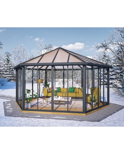 Cenador Aluminio Hexagonal Cerrado Garda 595 x 517 cm Gris oscuro-4