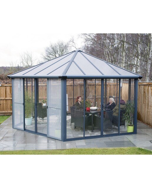 Cenador Aluminio Hexagonal Cerrado Garda 595 x 517 cm Gris oscuro-6
