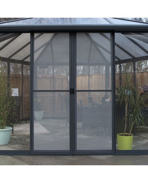 Cenador Aluminio Hexagonal Cerrado Garda 595 x 517 cm Gris oscuro-9