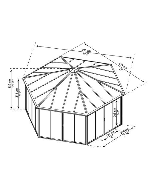 Cenador Aluminio Hexagonal Cerrado Garda 595 x 517 cm Gris oscuro-18