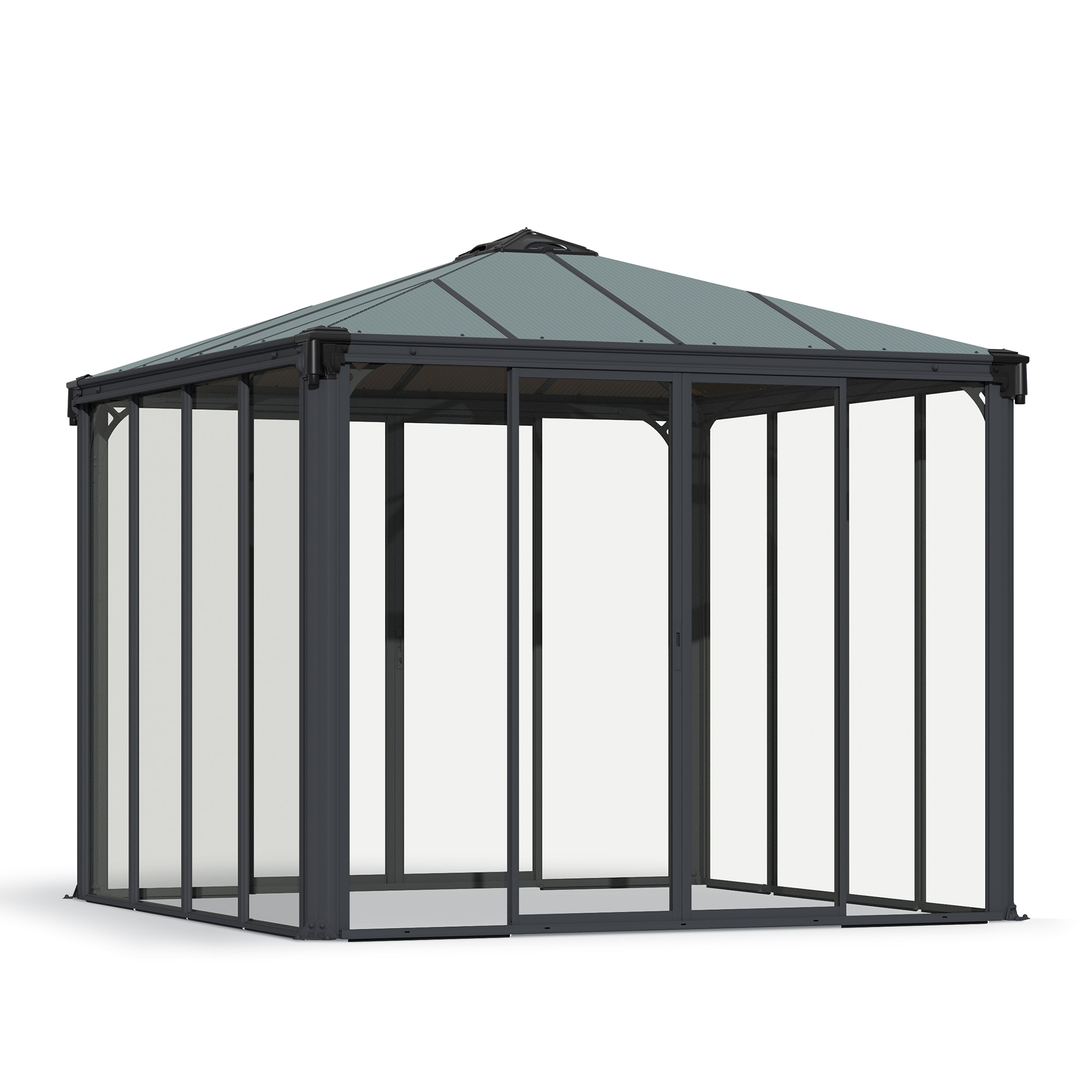 Cenador Aluminio Cuadrado Cerrado Ledro 295 x 295 cm Gris oscuro-1