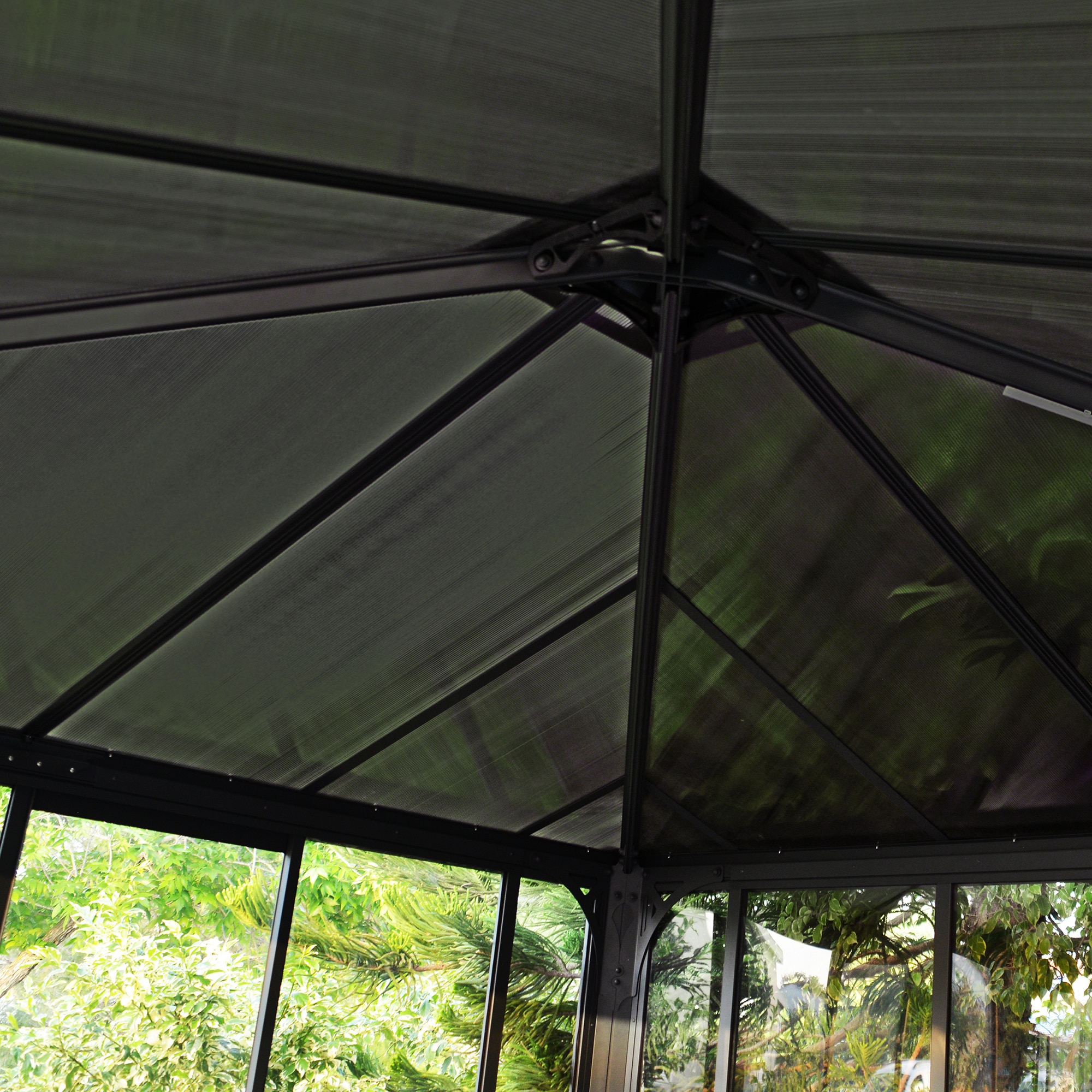 Cenador Aluminio Cuadrado Cerrado Ledro 295 x 295 cm Gris oscuro-10