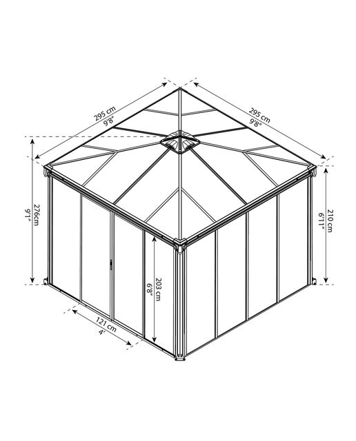 Cenador Aluminio Cuadrado Cerrado Ledro 295 x 295 cm Gris oscuro-18