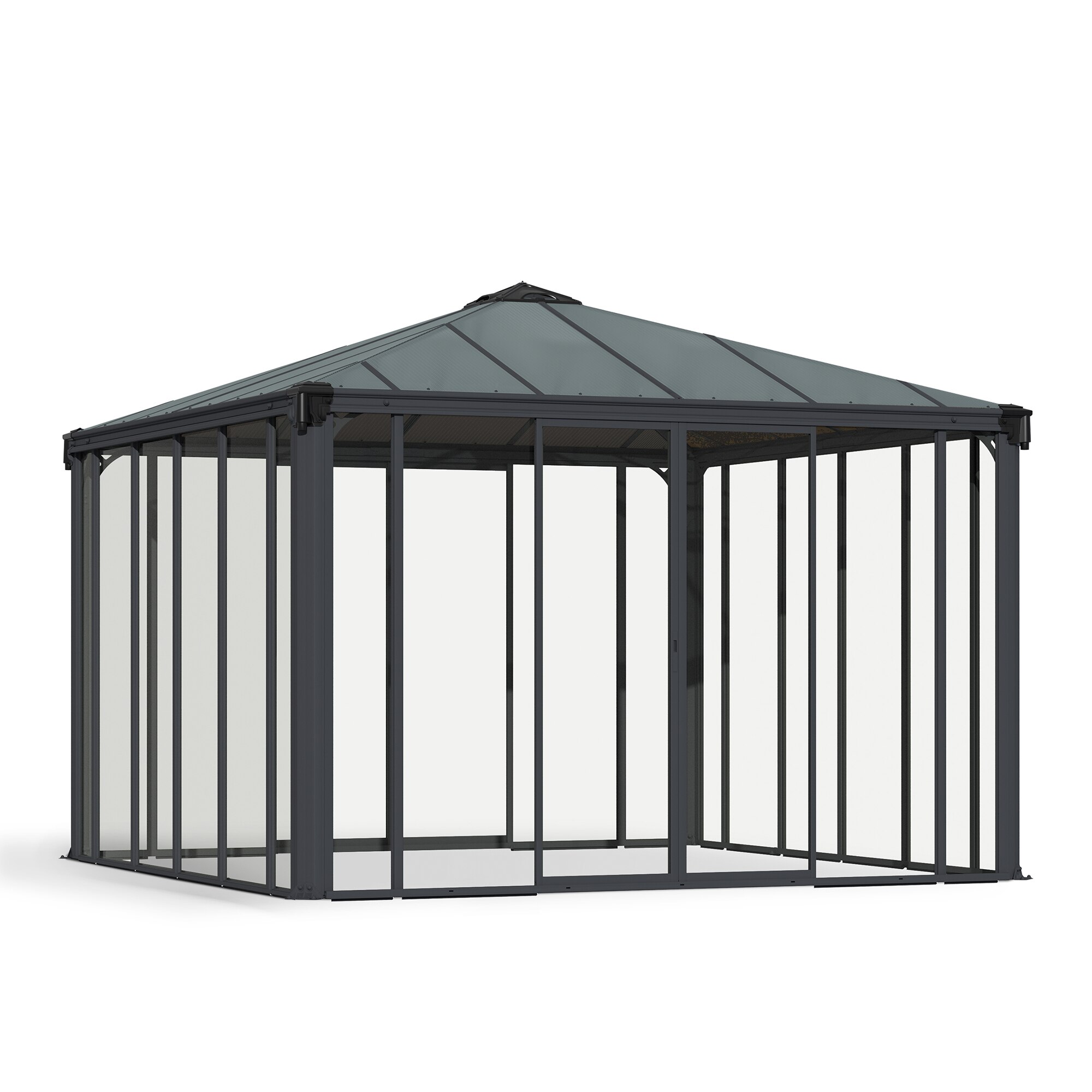 Cenador Aluminio Cuadrado Cerrado Ledro 360 x 360 cm Gris oscuro-1