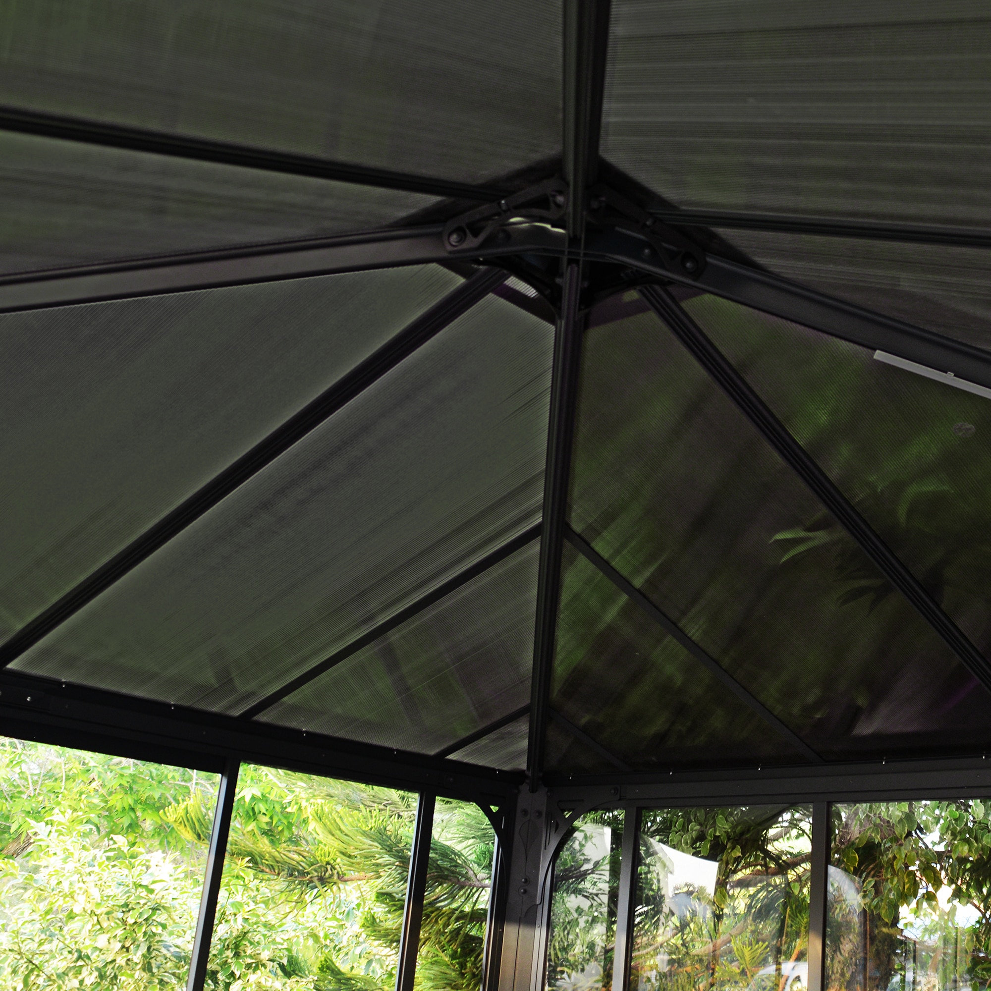 Cenador Aluminio Cuadrado Cerrado Ledro 360 x 360 cm Gris oscuro-4