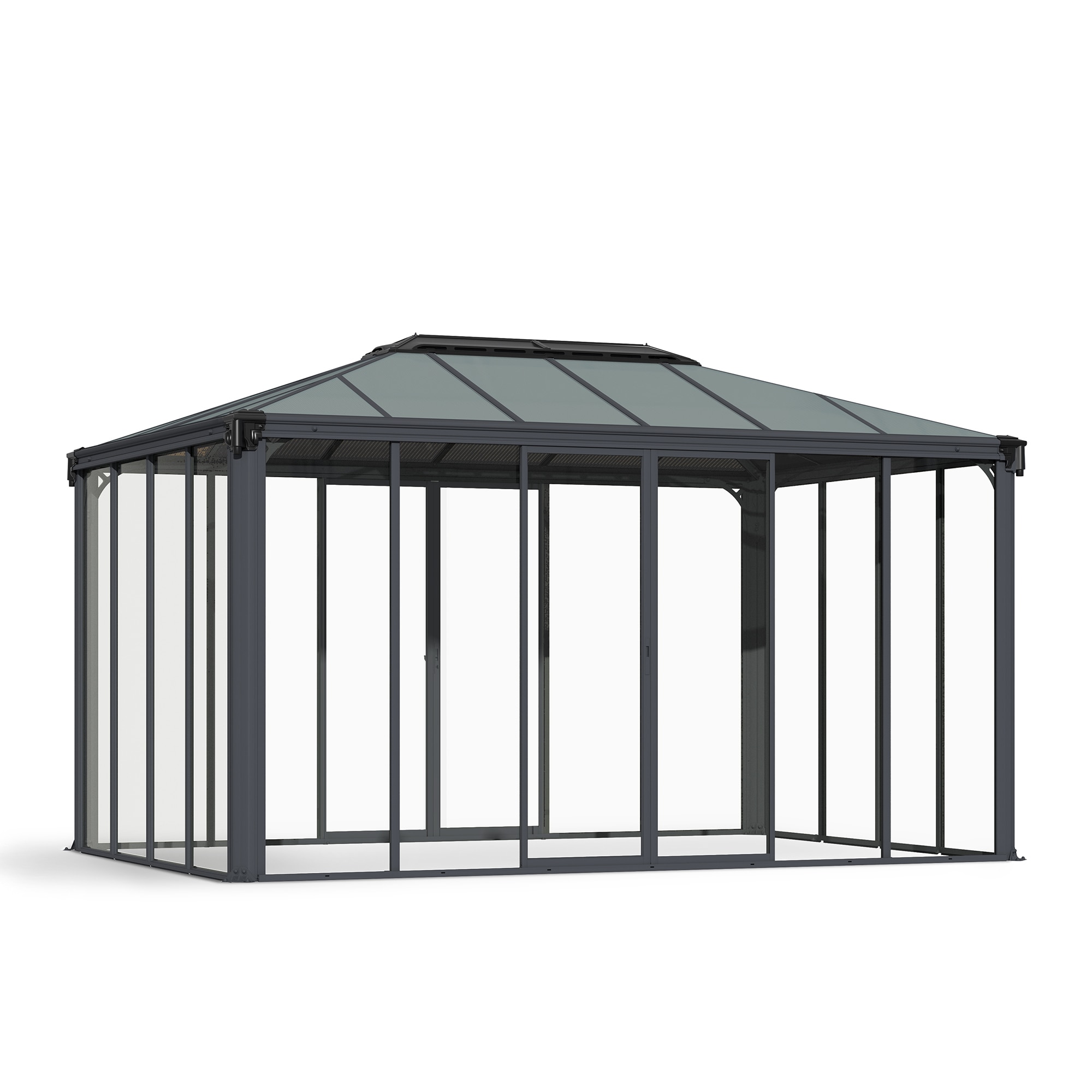 Cenador Aluminio Rectangular Cerrado Ledro 430 x 295 cm Gris oscuro-1