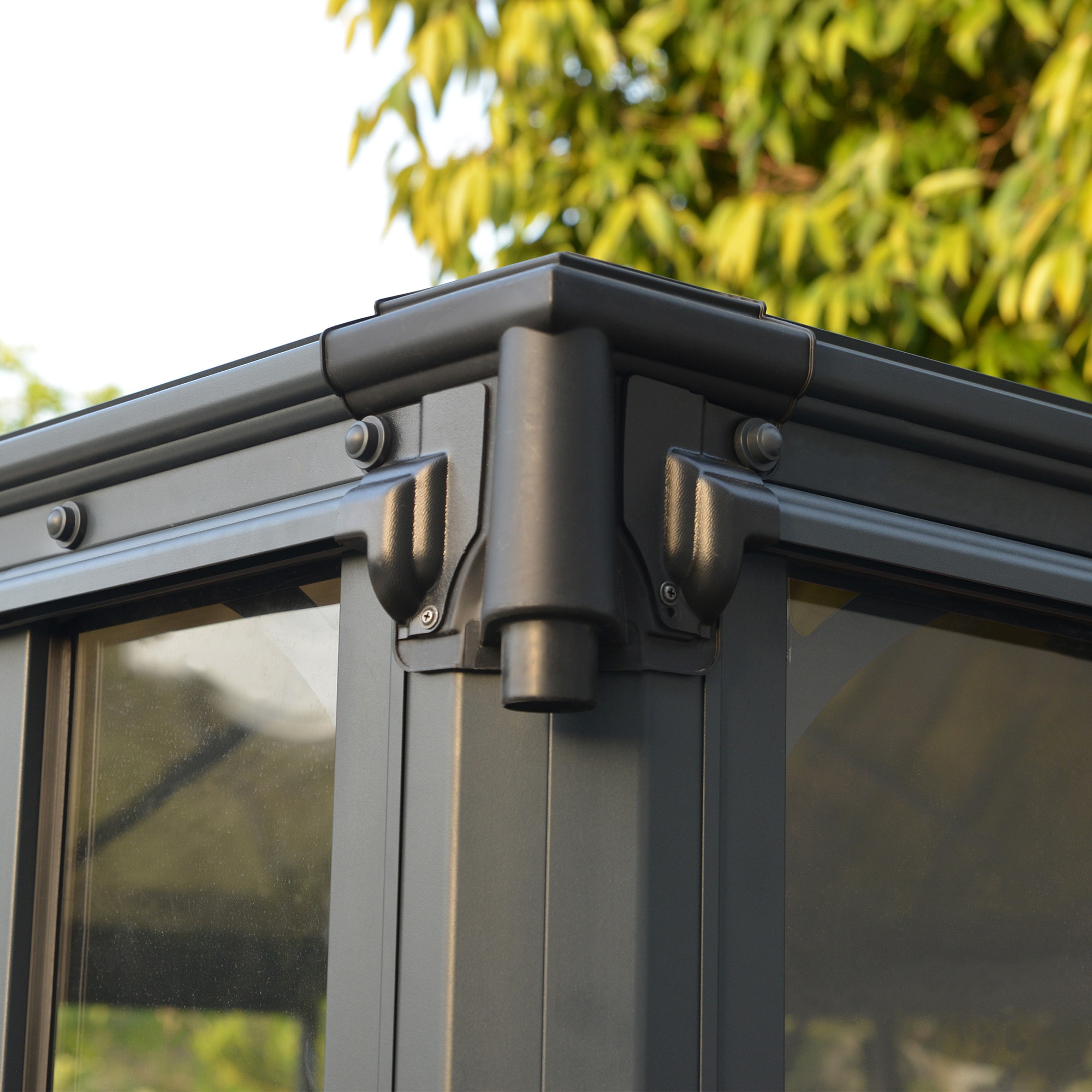 Cenador Aluminio Rectangular Cerrado Ledro 430 x 295 cm Gris oscuro-6