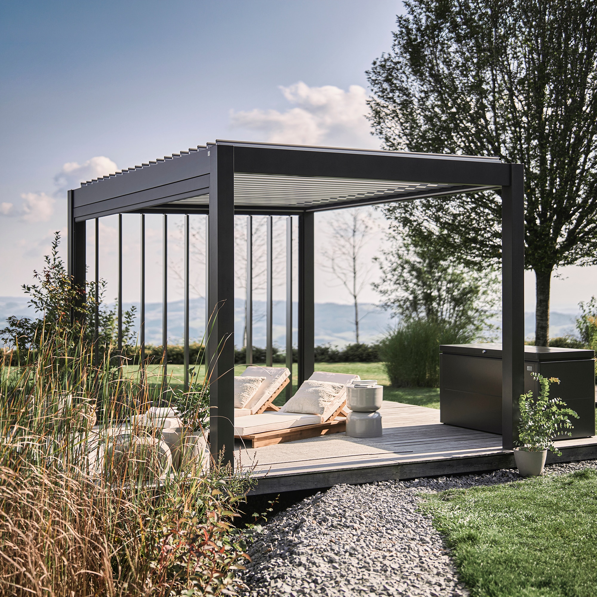 Pérgola Biohort 4x3 Gris oscuro metálico con equipamiento básico Gris-2