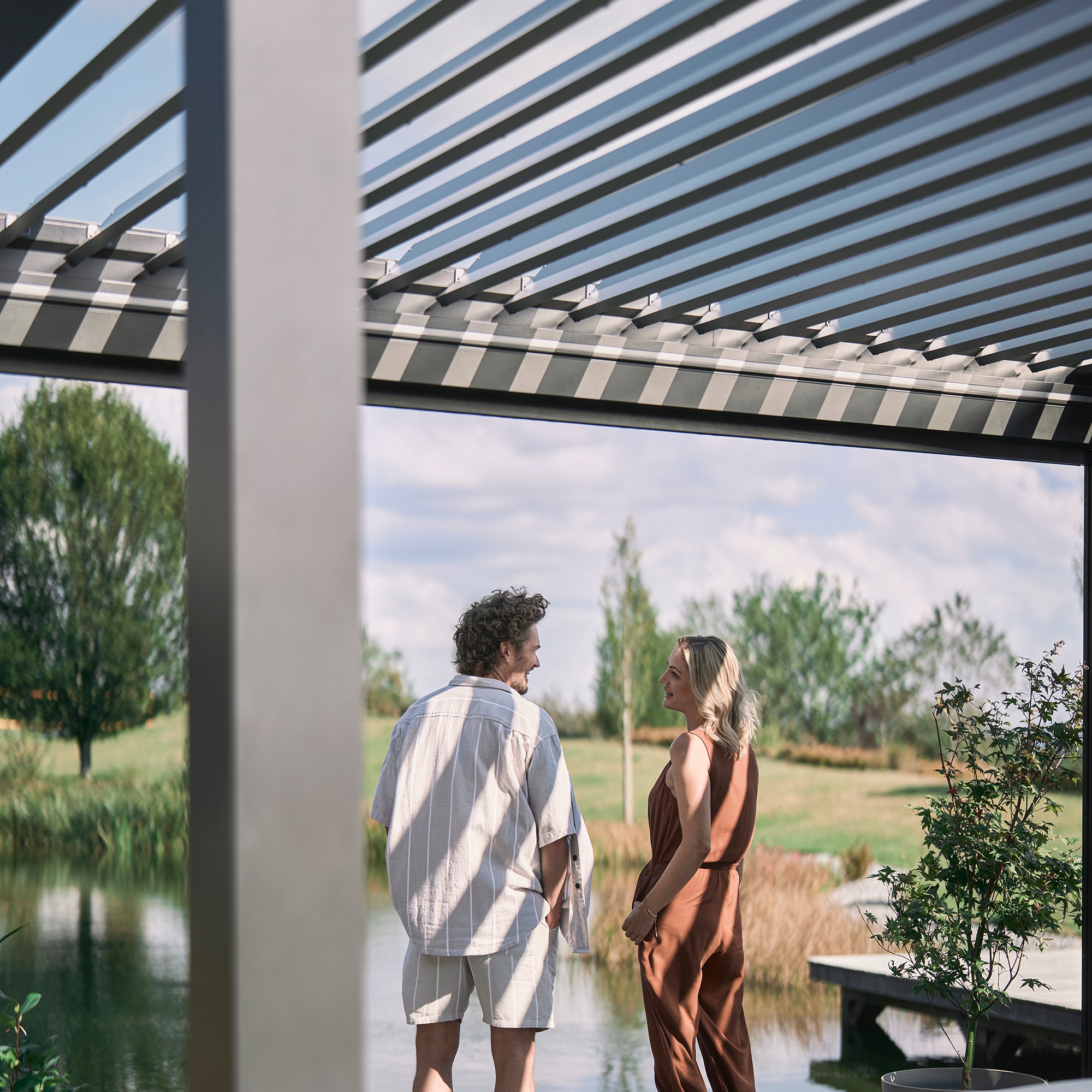 Pérgola Biohort 4x3,5 Gris oscuro metálico con equipamiento básico Gris-3