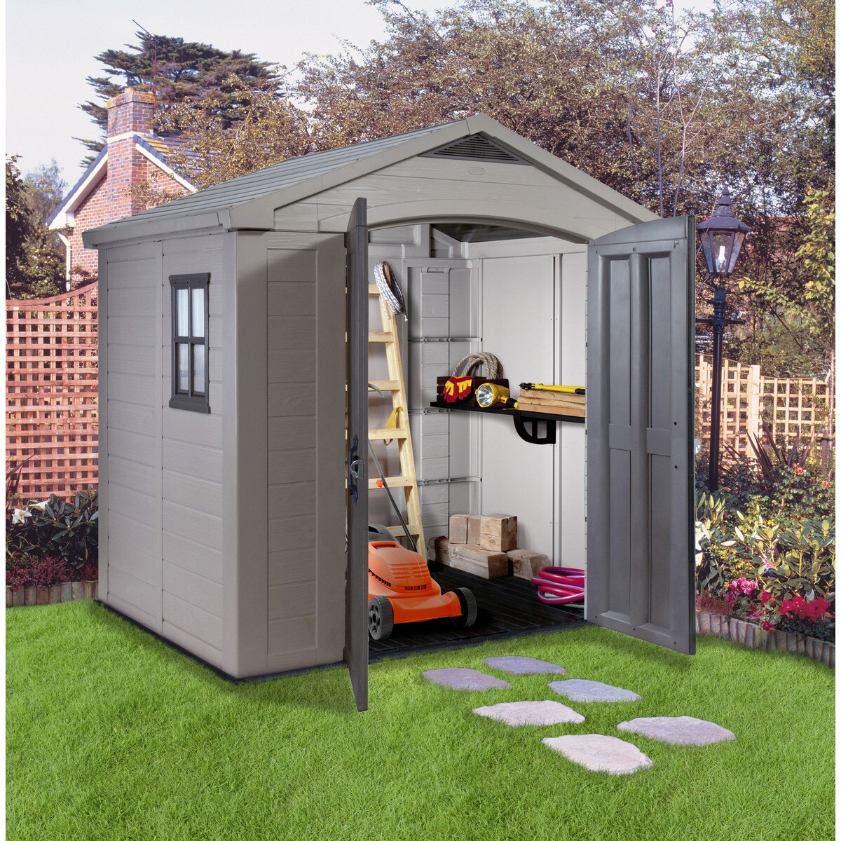 Abrigo de Resina Factor 256x243x182 cm e 4,4m2 Bege / Castanho-4