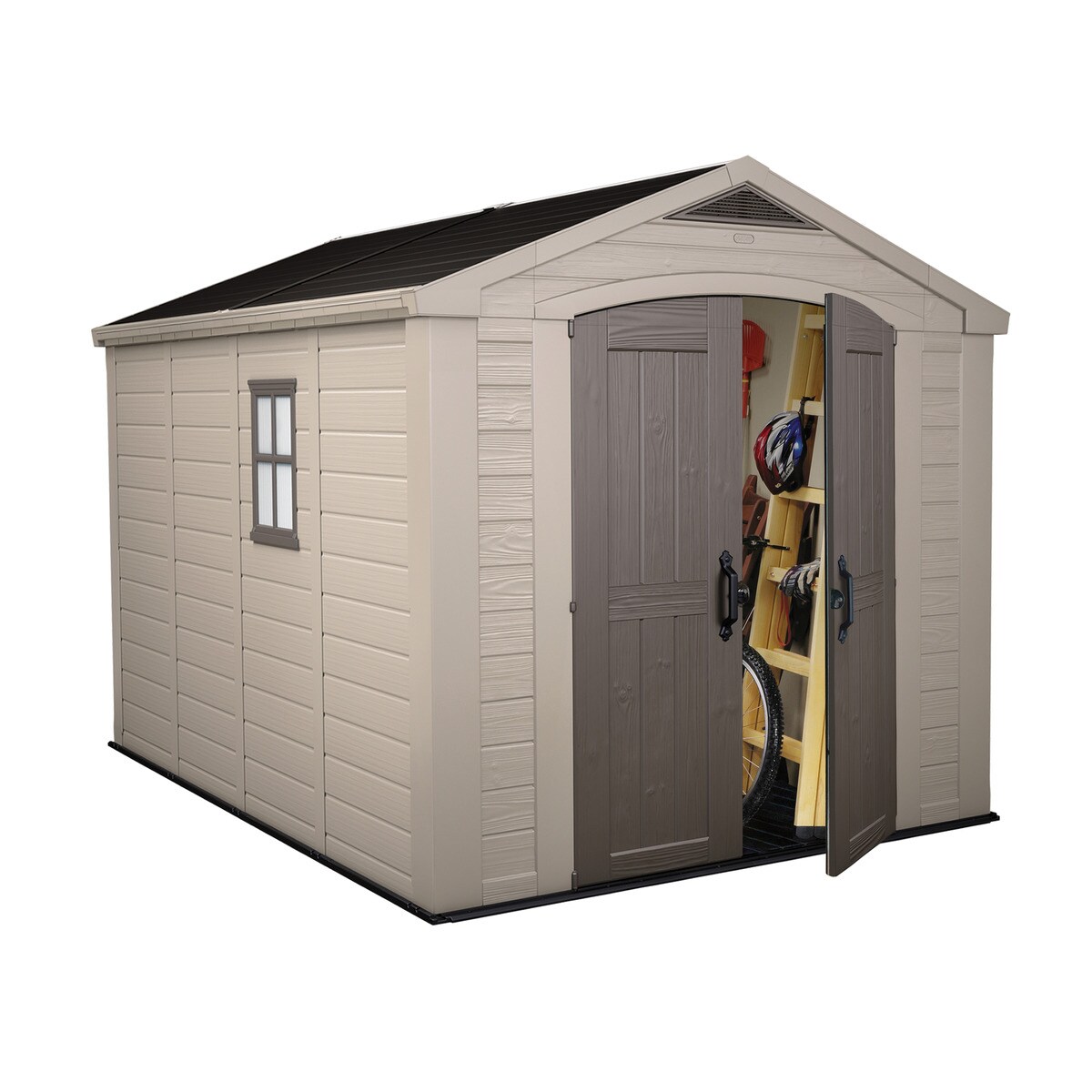 Caseta resina plástica Factor 256,5x243x331,5 cm y 8,1m2 Beige / Marrón-2