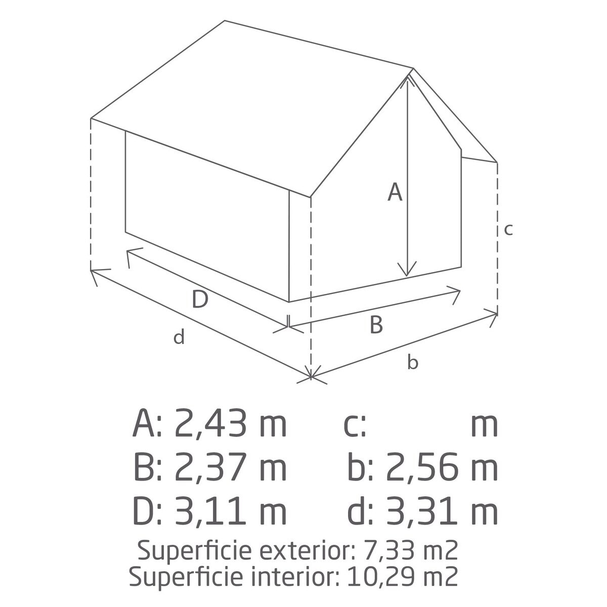 Caseta resina plástica Factor 256,5x243x331,5 cm y 8,1m2 Beige / Marrón-3