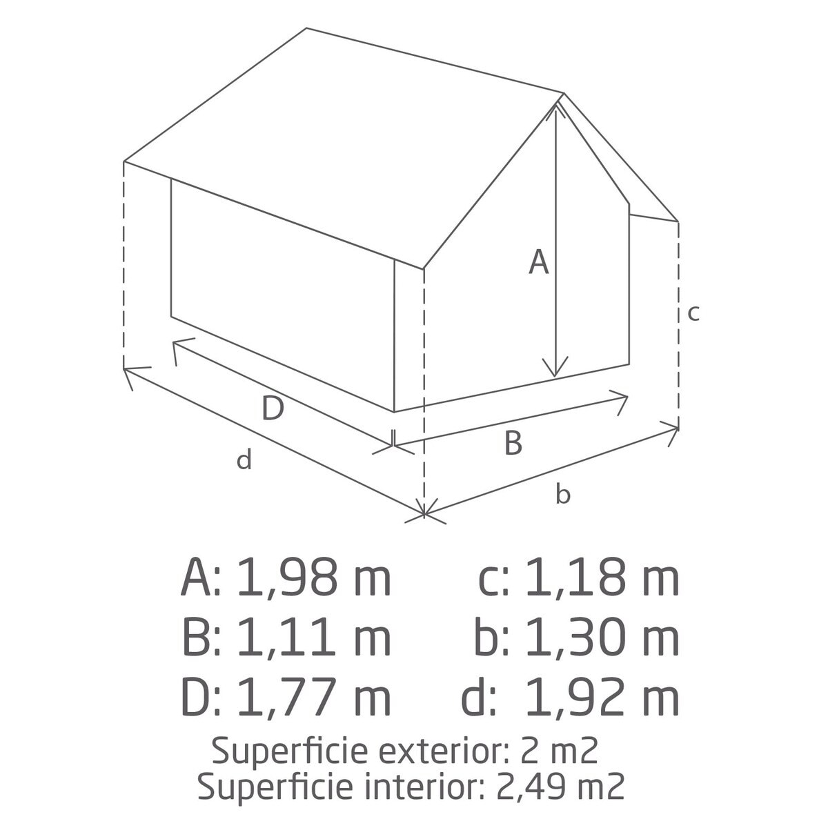 Caseta resina plástica Manor Slip 130x198x192 cm y 2,49 m2 Gris-4