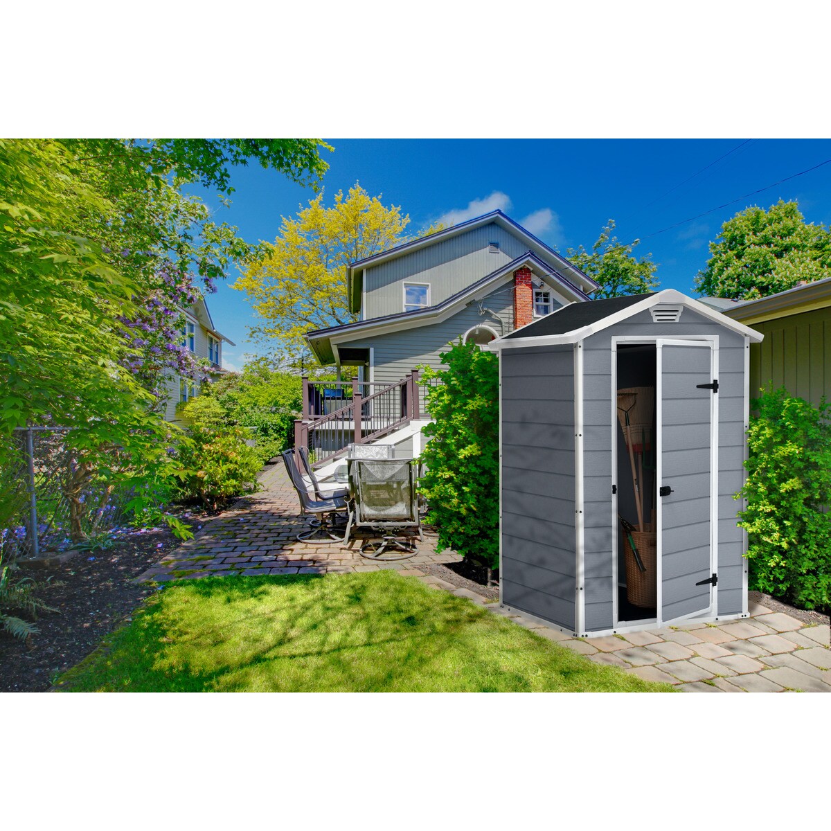 Caseta resina y polipropileno por inyección Manor 4x3 129x196x103 cm y 1,1m2 Gris-4