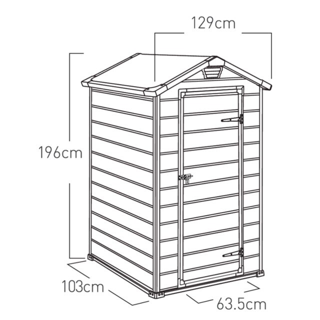 Caseta resina y polipropileno por inyección Manor 4x3 129x196x103 cm y 1,1m2 Gris-7