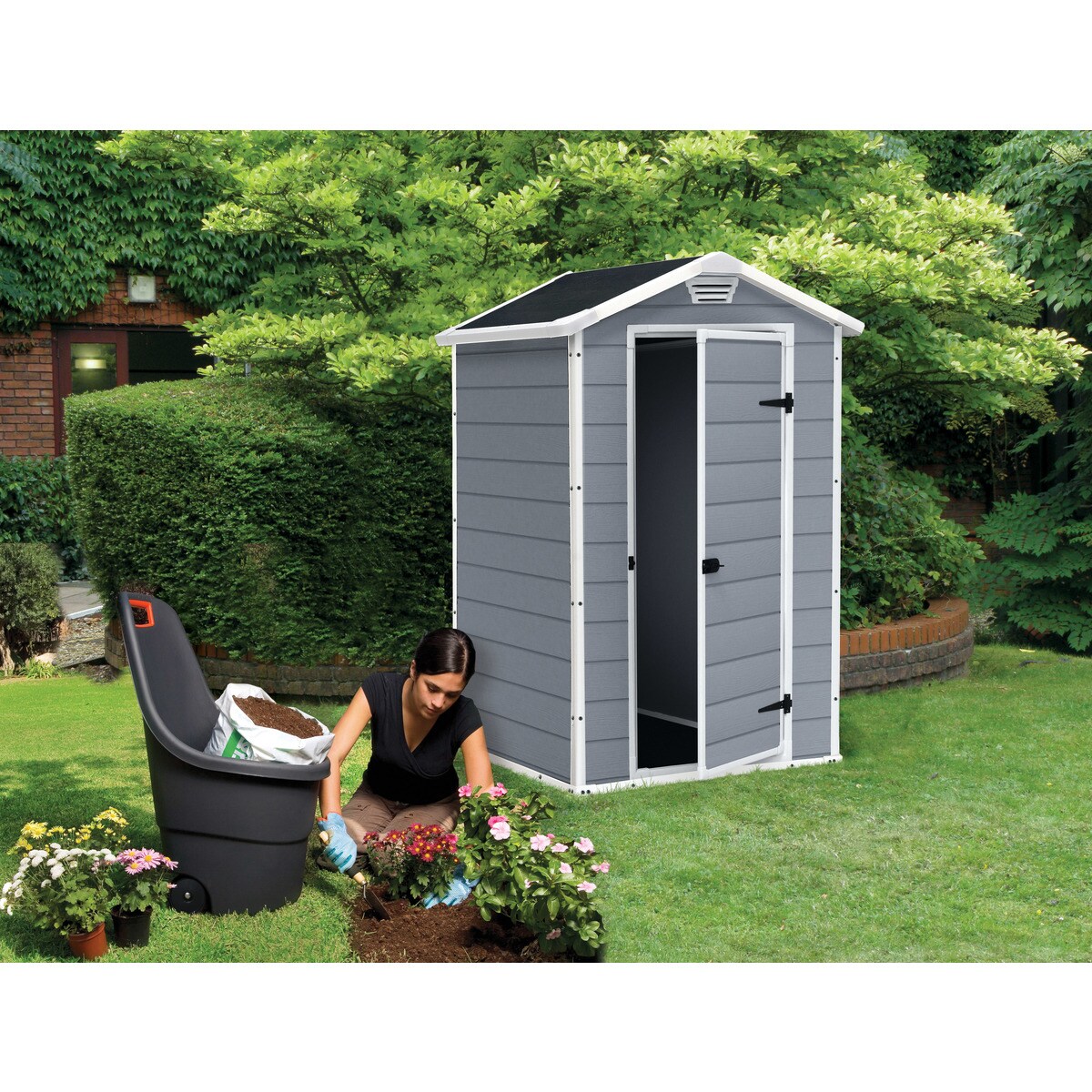 Caseta resina y polipropileno por inyección Manor 4x3 129x196x103 cm y 1,1m2 Gris-8