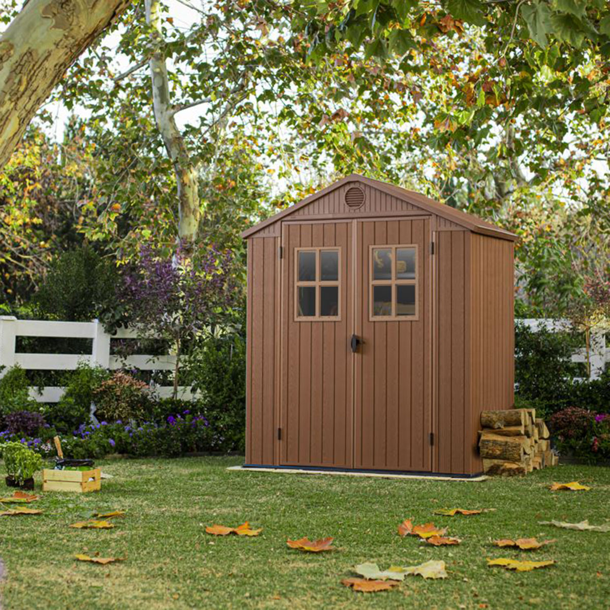 Caseta de resina para exterior Darwin 6x4 de Keter. 190x122x221 cm - Marrón Marrón-2