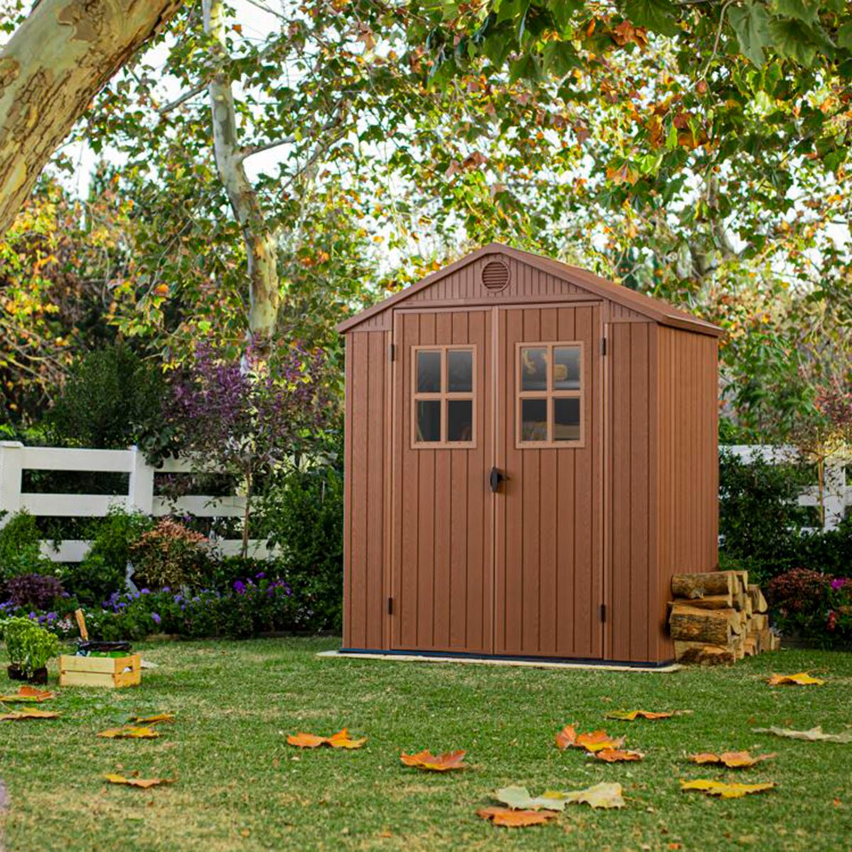 Caseta de resina para exterior Darwin 6x4 de Keter. 190x122x221 cm - Marrón Marrón-2