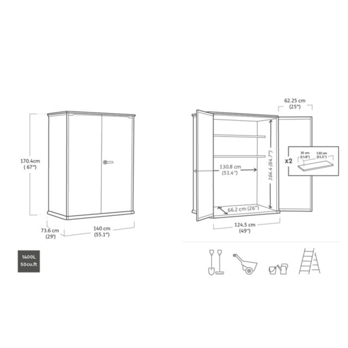 Cobertizo vertical alto Cortina Keter Gris-5