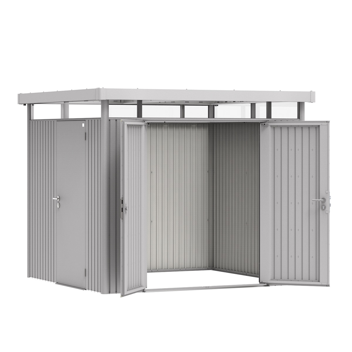 Abrigo metálico Highline 2 com porta dupla Prata metalizada-2