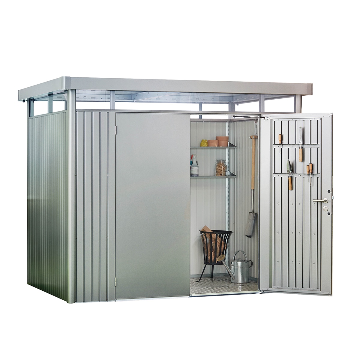 Abrigo metálico Highline 2 com porta dupla Prata metalizada-3