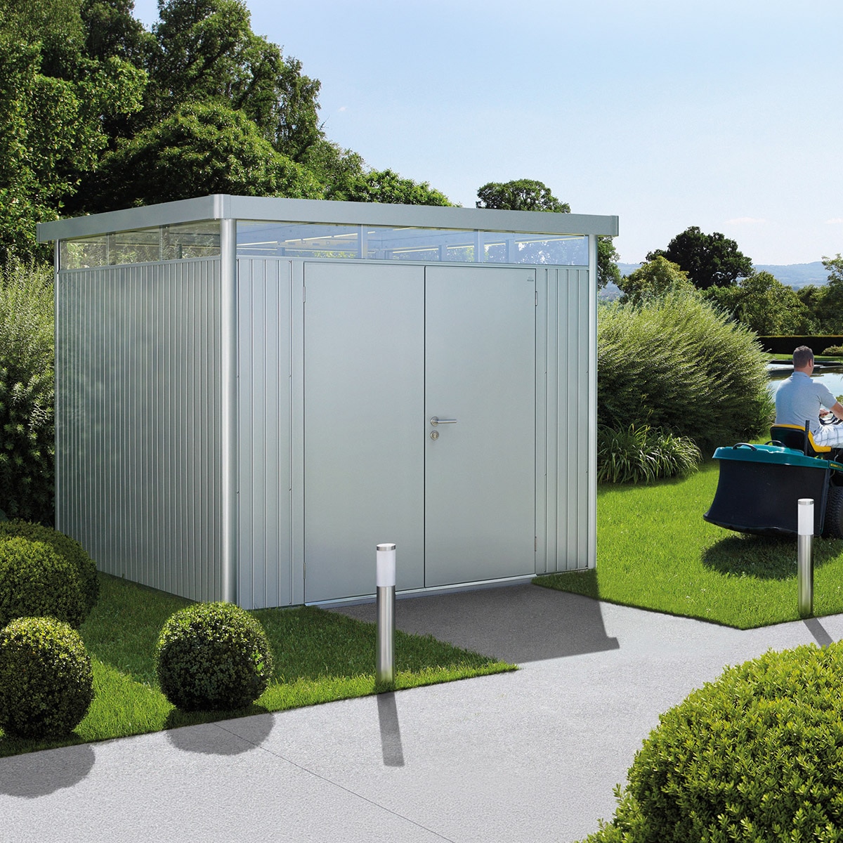 Abrigo metálico Highline 2 com porta dupla Prata metalizada-4