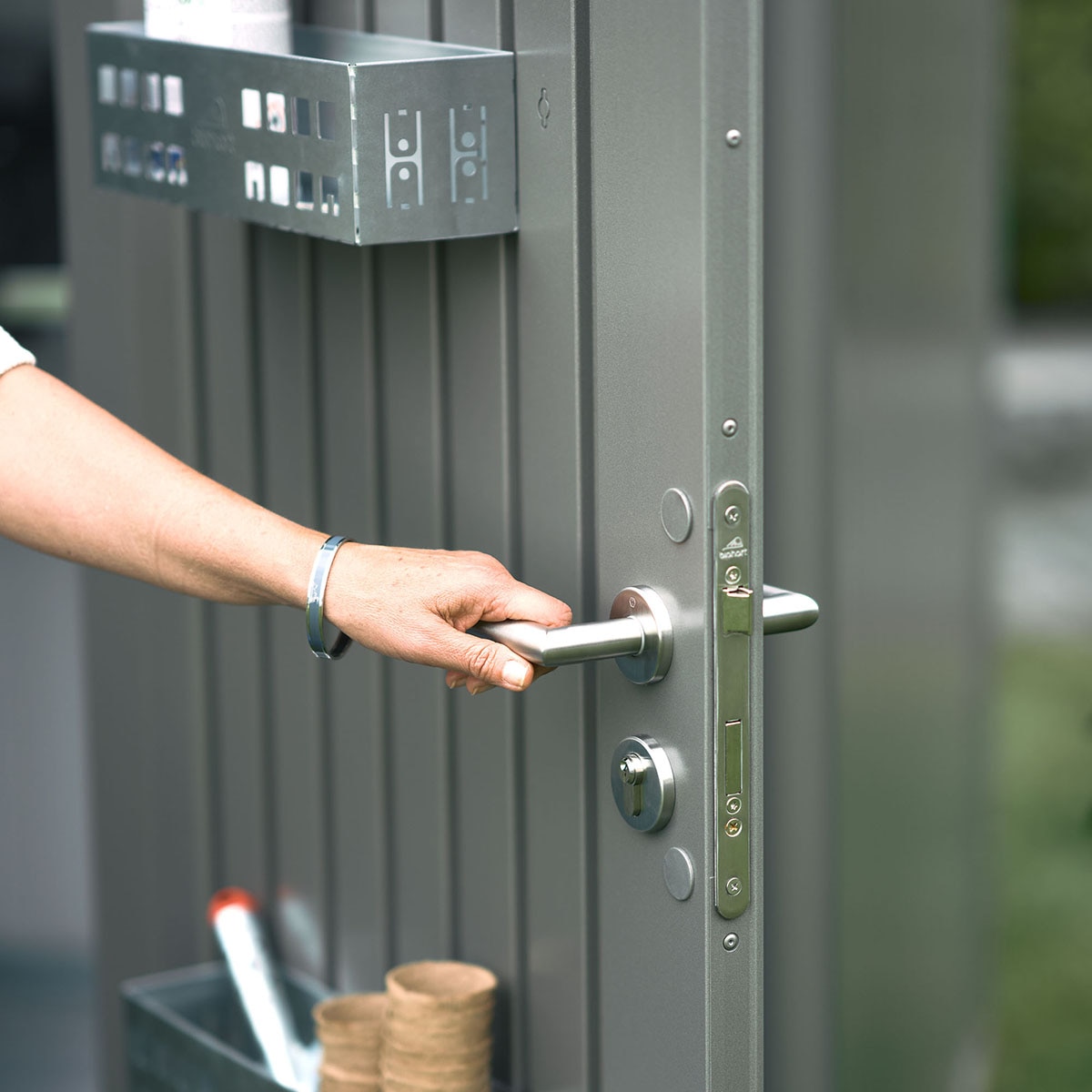 Abrigo metálico Highline 3 com porta dupla Cinzento quartzo metalizado-3