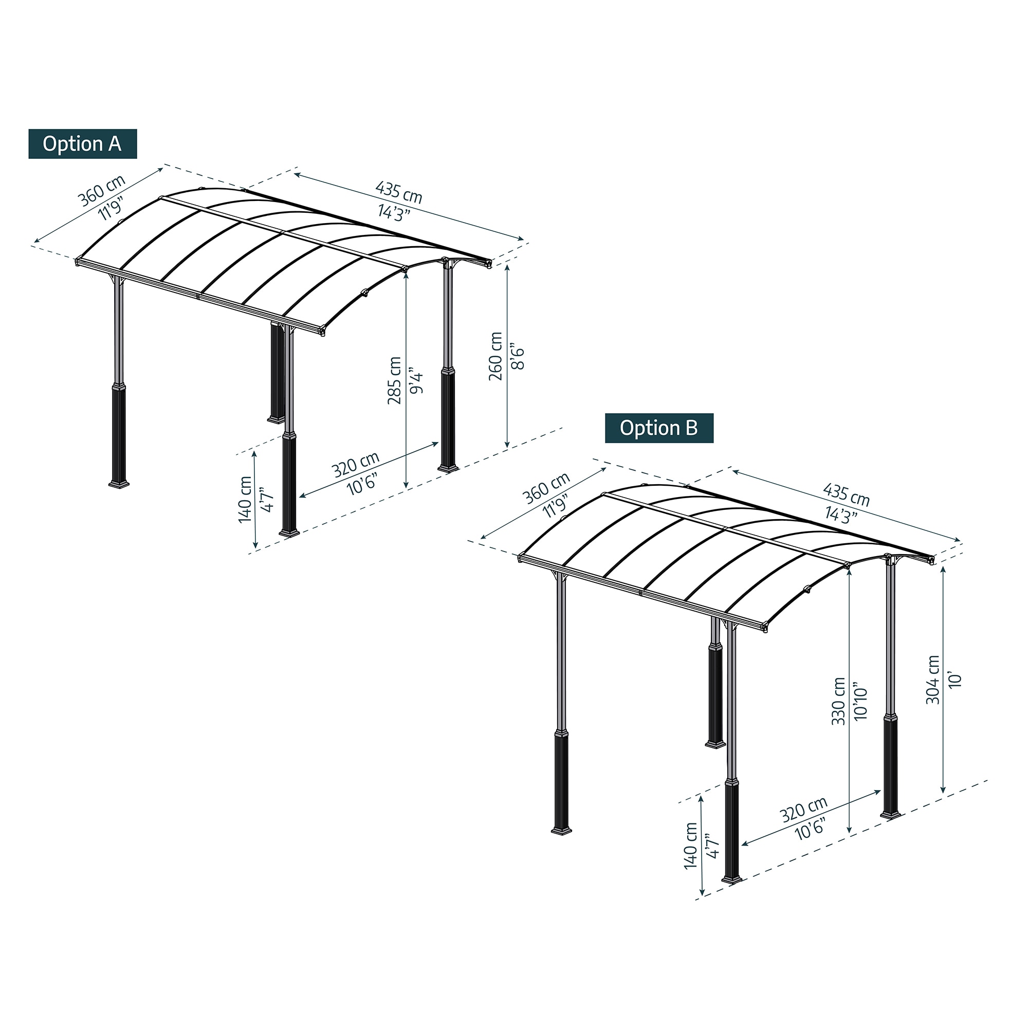 Cochera Aluminio Alpine Altura Regulable 359x435x352 cm Gris oscuro-13