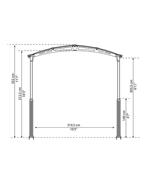Cochera Aluminio Alpine Altura Regulable 359x435x352 cm Gris oscuro-21