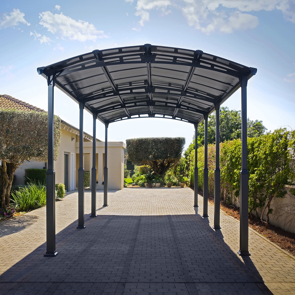 Cochera Aluminio Alpine Altura Regulable 359x863x352 cm Gris oscuro-2