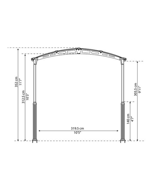 Cochera Aluminio Alpine Altura Regulable 359x863x352 cm Gris oscuro-26