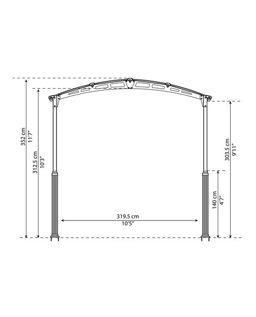 Cochera Aluminio Alpine Altura Regulable 359x1290x352 cm Gris oscuro-21